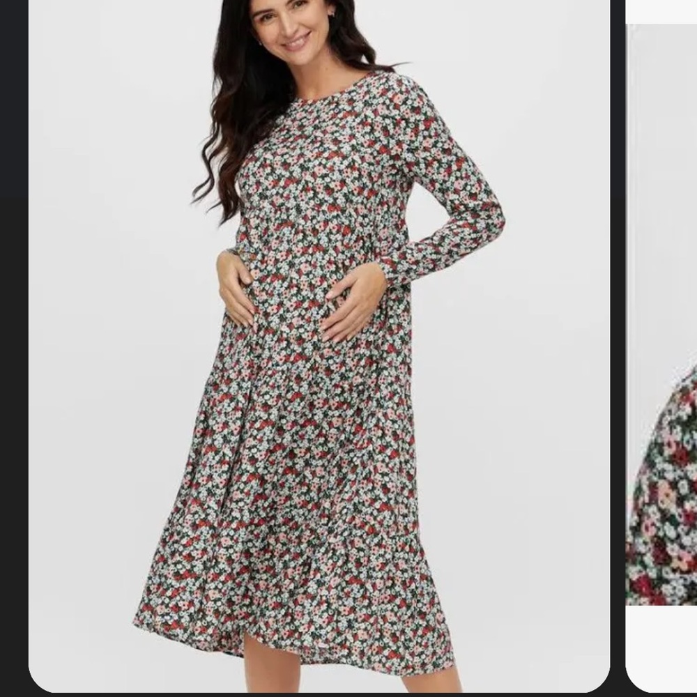 Pieces Maternity floral midi dress. Womens small